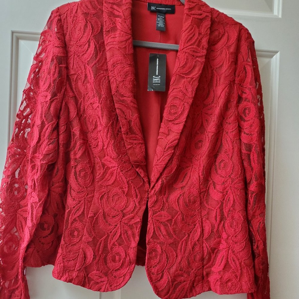 GLAMOROUS RED LACE JACKET - Picture 3 of 11
